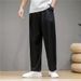 Men's Clothing Linen Pants Breathable Loose Fit Casual Trousers For Summer Straight Leg Comfortable Elastic Waistband - Multiple Colors & Sizes_viptrois.com