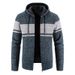 Men’s Fleece-Lined Zip Hoodie – Winter Thermal Knit Sweater With Color-Block Design_viptrois.com