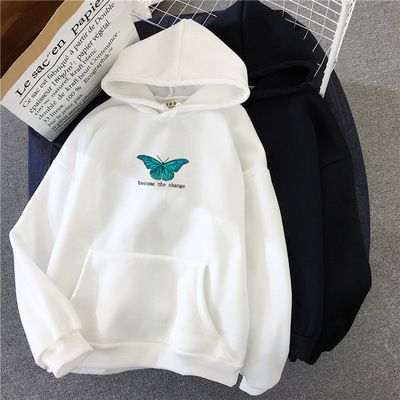 Ins Style Hoodie Plus Size Sweatshirt Butterfly Become The Change_viptrois.com