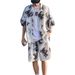 Men's Clothing Summer Thin Ice Silk Large Size Short Sleeved Shirt Shorts Seaside Two Piece Suit_viptrois.com