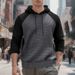 Men's Hooded Sweatshirt Fall Winter Pullover Casual Loose Fit Raglan Sleeve Color Block Jacquard Small Check Pattern_viptrois.com