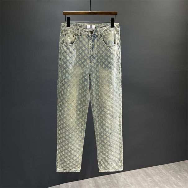 Men's High Street Pants Ins Trendy Brand Jacquard Full Print Loose Wide Leg Pants_viptrois.com