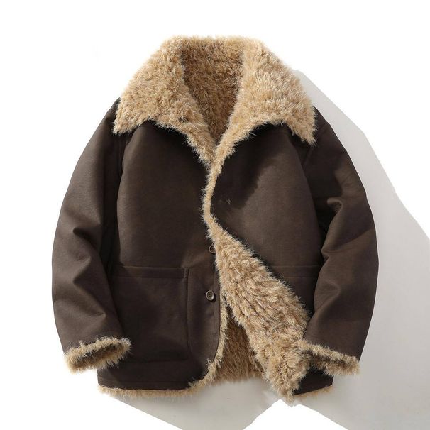 Men's Winter Fleece-Lined Casual Jacket With Stand Collar & Single Breasted - Lightweight Windproof Outerwear (Coffee, Khaki, Sizes M-5xl)_viptrois.com