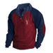 Autumn Winter American Style Men's Raglan Sleeve Casual Stand Collar Loose Corduroy Color Block Independence Day Print_viptrois.com