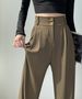 Women's High-Waisted Trousers – Slim Fit Office Pants With Flowy Hem (S-5XL, 4 Colors, Wrinkle-Free Polyester)_viptrois.com