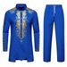 Men's Clothing New Men's Robe Fashion Hot Stamping Printing Suit Size Muslim Casual Two Piece Suit_viptrois.com