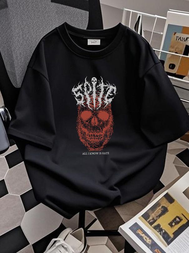 T-Shirt Heavy Metal Band Spite All I Know Is Hate Man Fashion Black&White Color! Casual Stretched Graphic Streetwear Unisex Breathable_viptrois.com