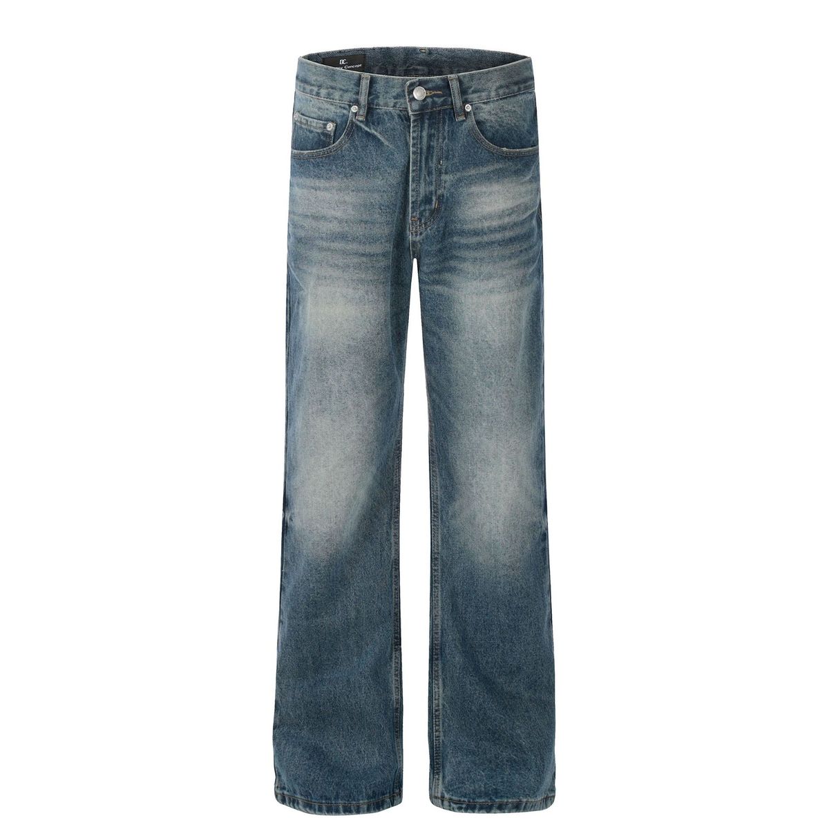 Men's Clothing neutral washed blue design high end men's straight slim jeans_viptrois.com