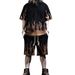 2024 Men's Flame Series Printed Leisure Sports Short Sleeved Shorts Set_viptrois.com