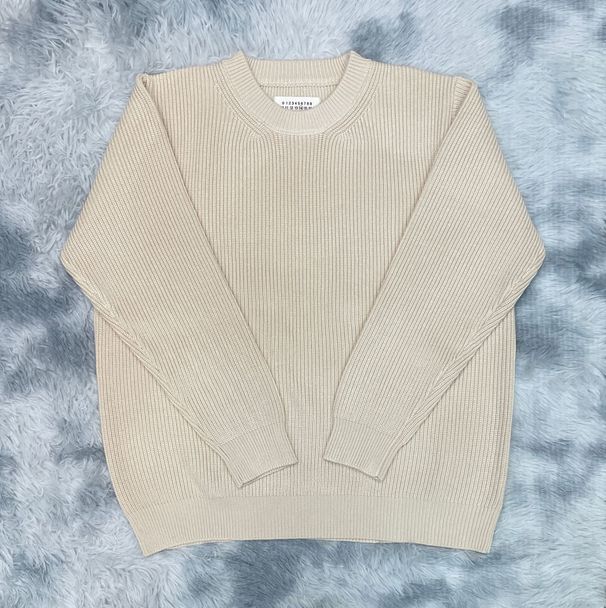Four-Corner Stitching Mark Maji Home Style Solid Color Knitted Sweater Round Neck Pullover Warm Men's And Women's Top_viptrois.com