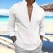 Unbeatable Quality 2024 Spring Autumn New Men's Solid Color Cotton And Linen Casual Long Sleeve Stand Up Polo Shirt_viptrois.com