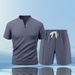 Men's Clothing Casual Suit Short Sleeved Stretch Sports Shorts Two Piece Suit Casual T Shirt_viptrois.com