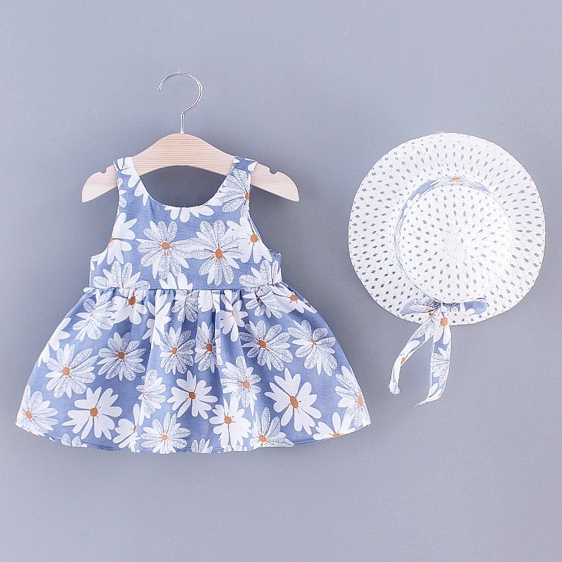 Kids’ Clothing New Summer Girls Cherry Print Bow Dress With Hat_viptrois.com