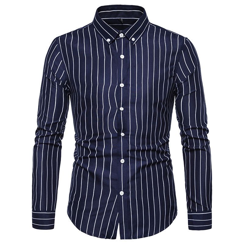 Men's Slim Fit Handsome Striped Long-sleeved Shirt Large Size Fashion Casual Cardigan Shirt_viptrois.com