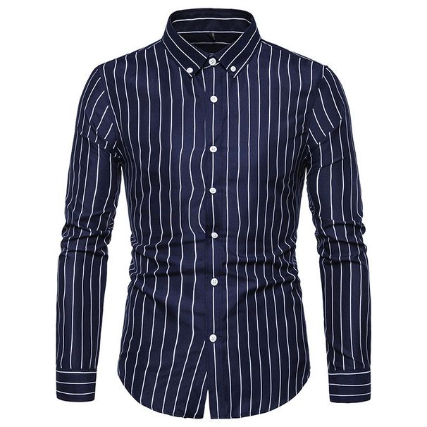 Men's Slim Fit Handsome Striped Long-sleeved Shirt Large Size Fashion Casual Cardigan Shirt_viptrois.com