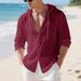 Plus Size Men's Hooded Cardigan American Style Solid Color Linen 15 Colors Loose Fit Spring Autumn Casual Long Sleeved_viptrois.com