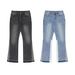 Men's Washed Jeans Artistic Splatter Paint Distressed Details Straight-Leg Midweight Cotton Mid Waist Zipper Fly Blue Gray High Street Fashion S-XL_viptrois.com