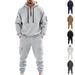 Men's Heavyweight Fleece Hooded Sweatshirt And Sweatpants Set Loose Casual Autumn Winter Sports Two-Piece Set_viptrois.com