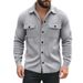 Men's Clothing Fleece Lined Turn-Down Collar Multi-Pocket Single-Breasted Casual Jacket - Slim Fit Lightweight Warm Stylish Outerwear Urban Commute_viptrois.com