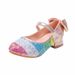2023 new girls rainbow sequins princess shoes children crystal high heels little girls shoes girlsshoes_viptrois.com