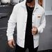 Men's Casual Long Sleeve Shirt With Waffle Texture, Button-Down Collar & Utility Pockets – Relaxed Fit For Autumn_viptrois.com