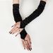 Unisex Vintage satin hook finger gloves Long nylon sexy wedding gloves cos Show performance etiquette gloves_viptrois.com