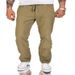 Men's Clothing Men's Linen Trousers Drawstring Elastic Waistband Straight Leg Solid Color Casual Pants_viptrois.com