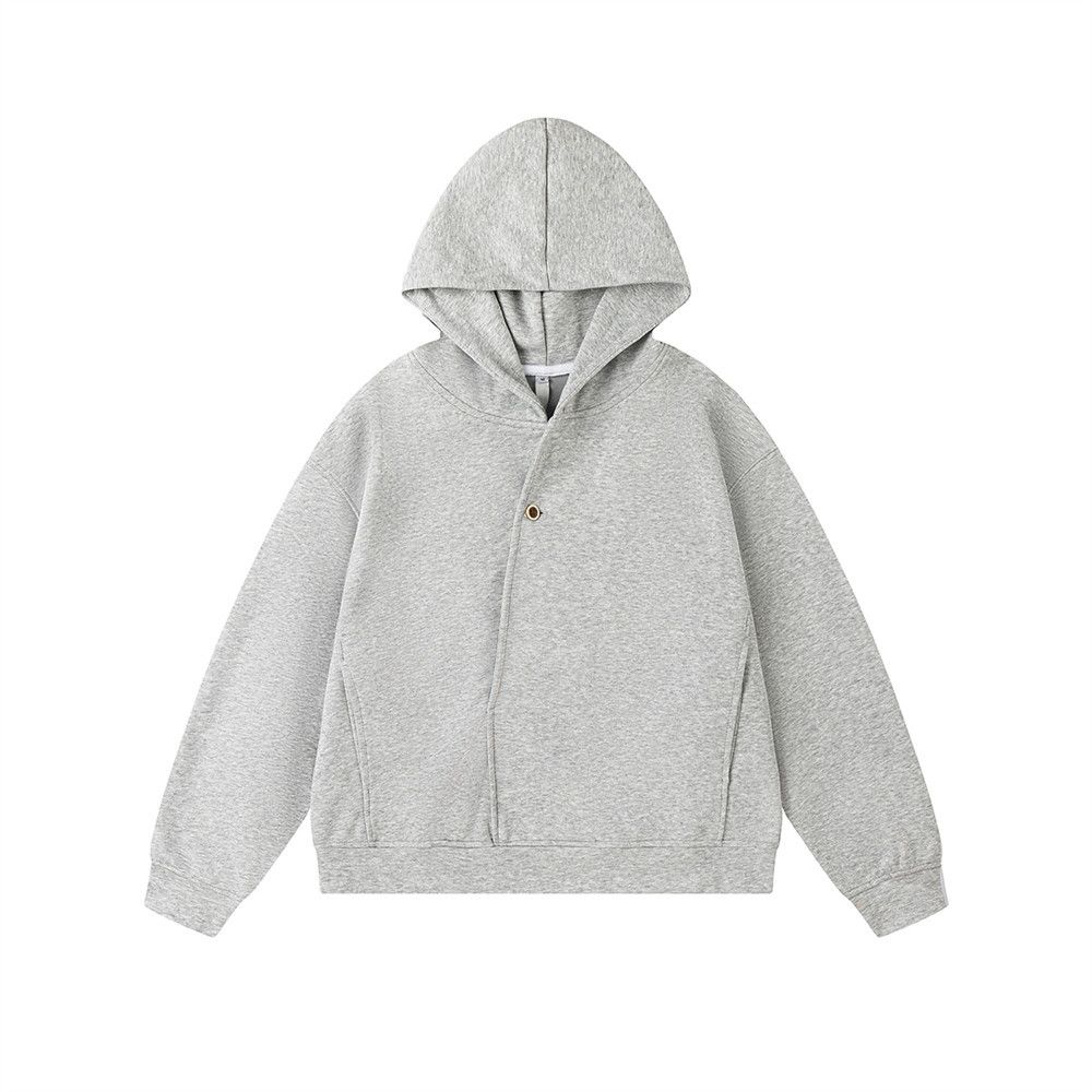 Men's Hooded Pullover Sweatshirt Trendy Brand Fashion Design Button Ins Personality Simple Style Solid Color Versatile_viptrois.com