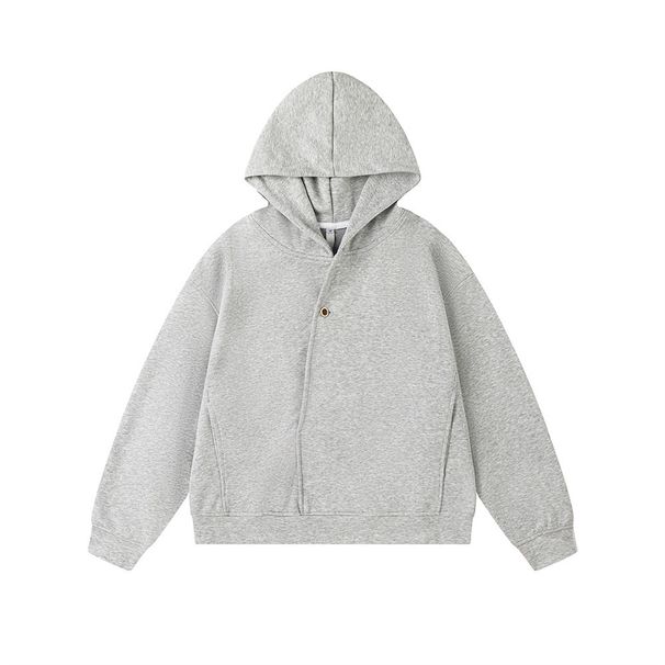 Men's Hooded Pullover Sweatshirt Trendy Brand Fashion Design Button Ins Personality Simple Style Solid Color Versatile_viptrois.com