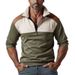 Men's Clothing Zip Up Jacket Zip-Up Half-Sleeve Hoodie – Stylish Color-Block Stand Collar Pullover For Casual & Outdoor Wear (S-3XL, Green/Gray)_viptrois.com