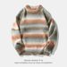 Nordmann Gradient Striped Crew Neck Sweater Winter New Couple Women's Satin Dye Heavyweight Trendy Brand Knitted Cardigan_viptrois.com