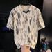 Summer New Men's Tie Dye Striped V Neck T-Shirt Short Sleeve Loose Fit Casual Unique Design Personalized Top_viptrois.com