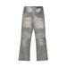 Men's Clothing Trend Micro Flared Jeans Men's Patch Pocket Split Patchwork Washed Wide-leg Pants_viptrois.com