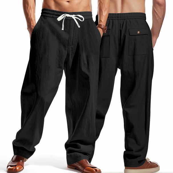 Men's Clothing American New Linen Men's Casual Pants Summer Thin Style Simple High Street Wide Leg Overalls Men's Style_viptrois.com