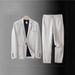 Men's Clothing Summer Linen Suit Slim Fit Thin Cotton And Linen Casual Loose Jacket Sun Proof Two Piece Suit_viptrois.com