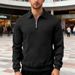 Men's Textured Knit Polo Sweatshirt – Half-Zip Pullover With Jacquard Detailing (6 Colors, Relaxed Fit, Trans-Seasonal Layering Essential)_viptrois.com