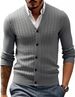 Men's Slim Fit V-Neck Cardigan Sweater - Breathable Knit Button-Up For Business Casual_viptrois.com