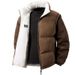 Unisex Reversible Winter Jacket - Thickened Polyester Puffer Coat With Stand Collar, Warm & Comfortable For Daily Wear (White/Black/Brown)_viptrois.com