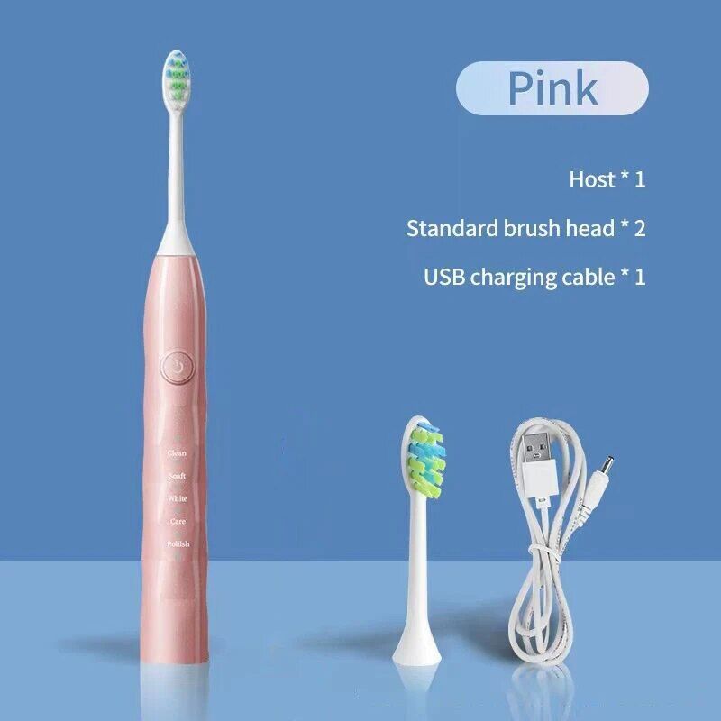 Ultrasonic Sonic Electric Toothbrush Rechargeable Tooth Brushes Washable Electronic Whitening Teeth Timer Brush 5 Colors_viptrois.com