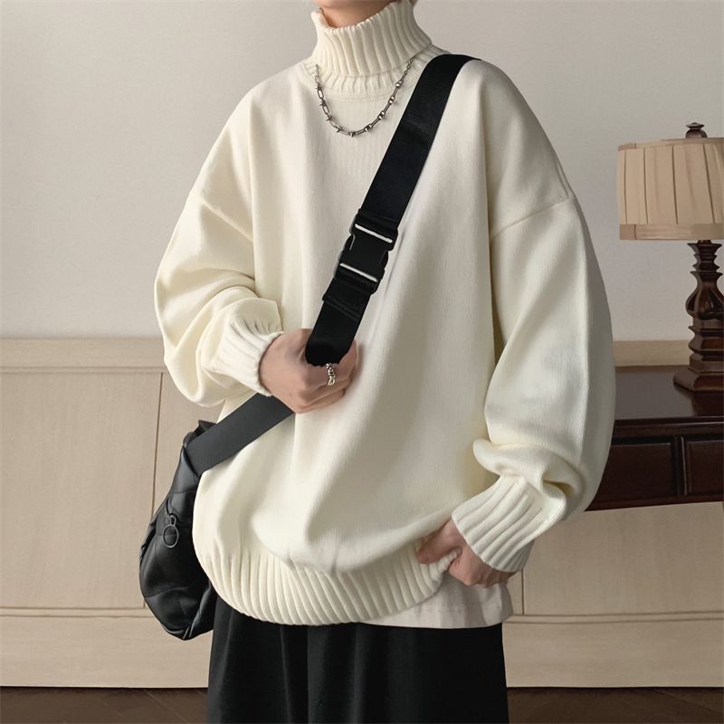 Autumn And Winter Loose Knit Sweater Jacket, High Neck Men's Pullover Sweater, Base Sweater_viptrois.com