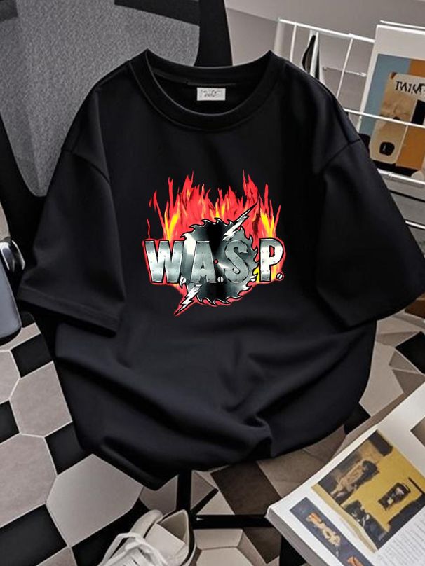w A S P Sawblade Logo T Shirt Casual Fashion Stretched Streetwear Unisex Designer Clothes Versatile Stylish Summer Soft Breathable_viptrois.com