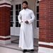 Men's Clothing Middle East Dubai Turkish Muslim Men's Robe Solid Color Loose Small Stand Collar Design Thobe 927 104_viptrois.com