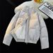 Unisex Stand Collar Puffer Jacket - Winter Warm Thickened Polyester Coat For Couples, Loose Fit Zip-Up Casual Outerwear_viptrois.com