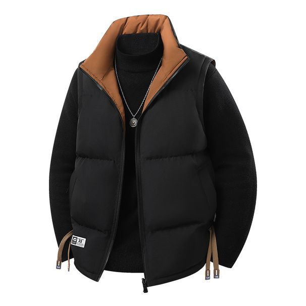 2025 Autumn And Winter New Double-sided Down Cotton Vest Ruffian Handsome Versatile Large Size Warm Sports Vest Jacket_viptrois.com