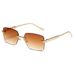 Chain Temple Sunglasses - Oversized Retro Frames With Frameless Trim For Fashionable Looks_viptrois.com