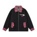 American Style Plaid Patchwork Denim For Women, Autumn And Winter Trendy Loose Fit Couple's Versatile Washed Turn-Down_viptrois.com