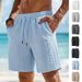 Men's Clothing Men's Summer Shorts Jacquard Drawstring Pocket Solid Color Outdoor Casual Multi Color For Formal & Casual_viptrois.com