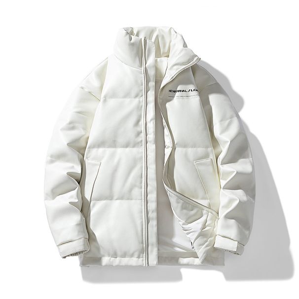 Men's Clothing pu leather Silk cotton jacket men's winter thick white duck Silk cotton winter wear trendy leather jacket wash free jacket_viptrois.com