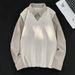 Two-Piece Long Sleeve Shirt Collar Sweater Men's Spring And Autumn Trendy Inner Wear American Style Loose Casual_viptrois.com