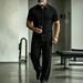 Men’s Linen Short-Sleeve Shirt & Pants Set – Breathable Summer Outfit (S-XXXL, White/Grey/Black/Pink/Khaki/Sky Blue/Army Green)_viptrois.com